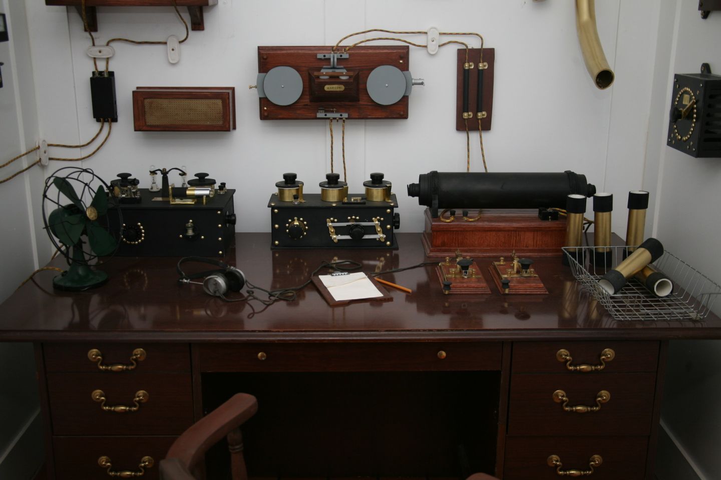 the marconi wireless apparatus aboard the rms titanic, from which jack phillips transmitted cqd and sos as the ship went down