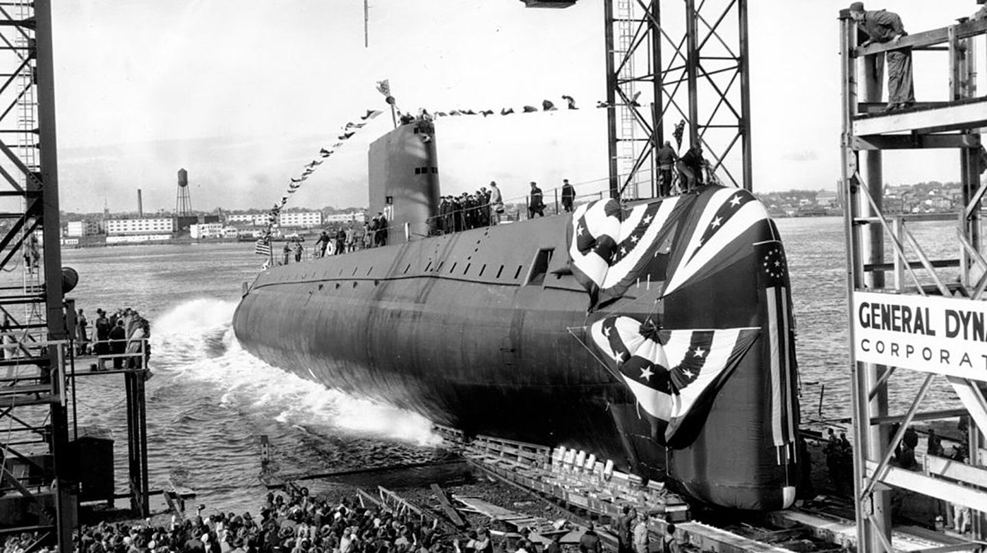 The USS Nautilus at her launch in 1954