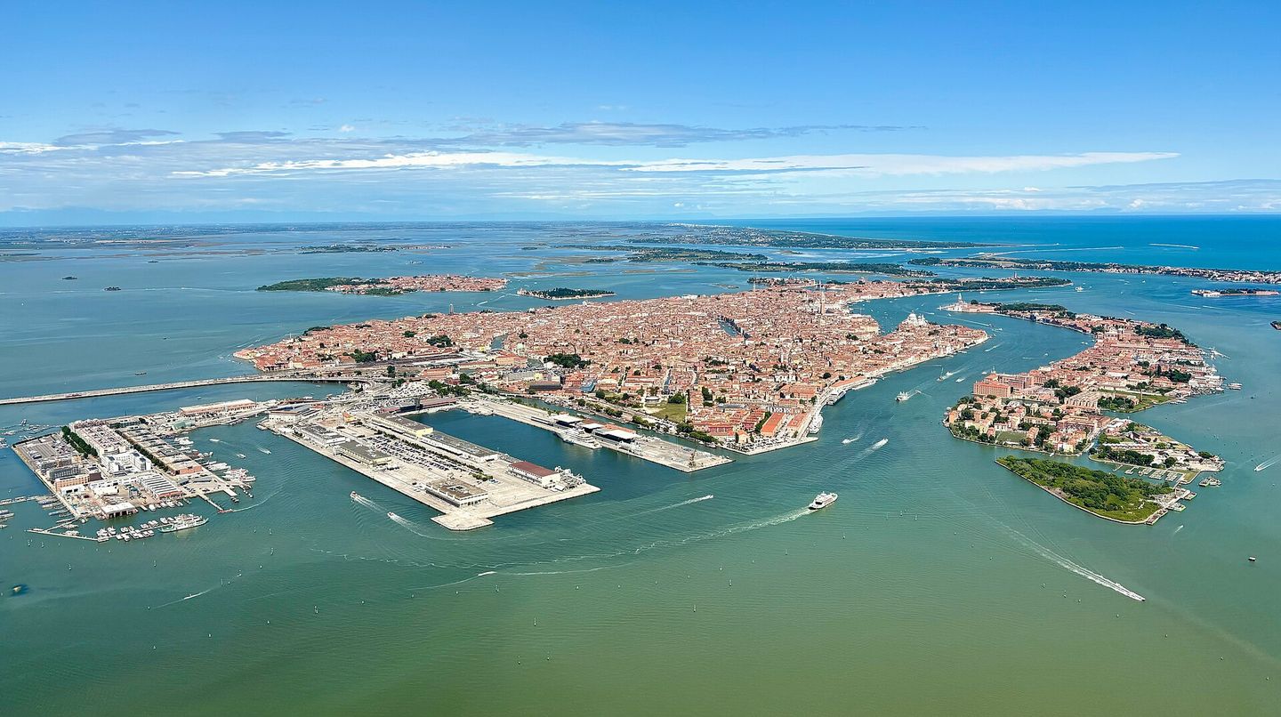 aerial view of venice, italy, where the world's first patent law was passed in 1474