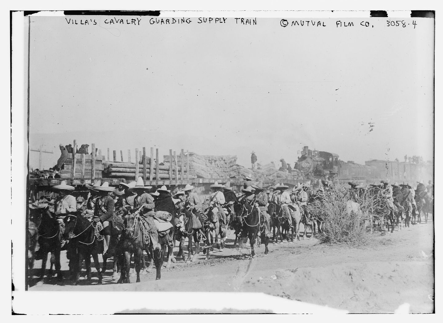 Pancho Villa's cavalry guarding a supply train during the Mexican Revolution