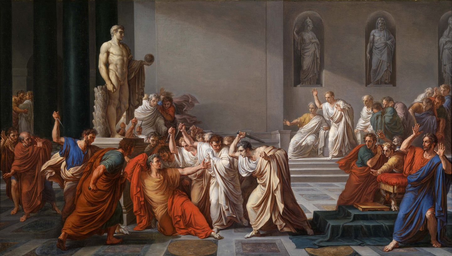 the death of julius caesar, painting by vincenzo camuccini, depicting the assassination on the ides of march