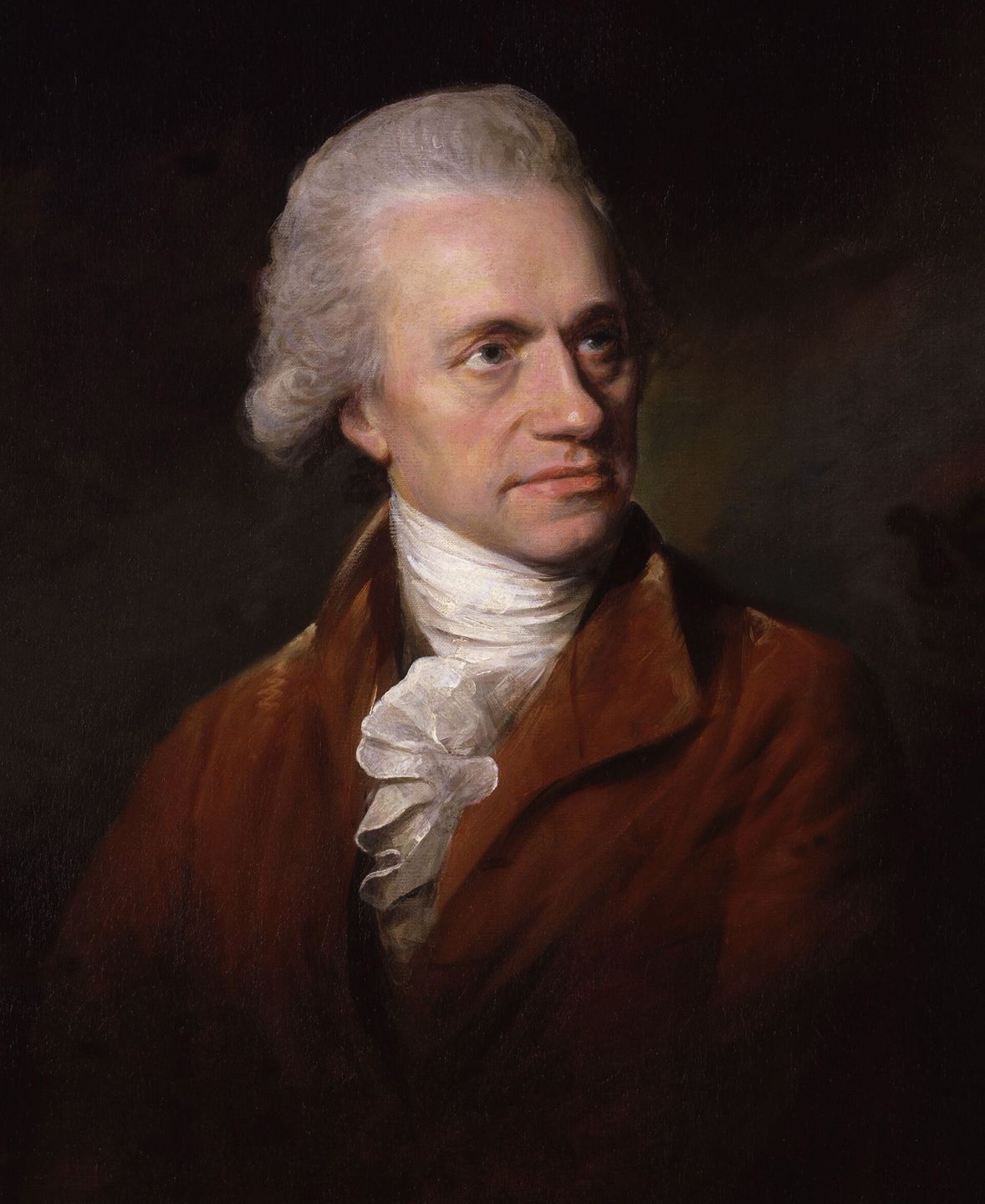portrait of william herschel, the astronomer who discovered titania and oberon, moons of uranus, in 1787