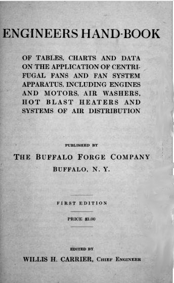 Willis Carrier's rational psychrometric formulae engineers handbook