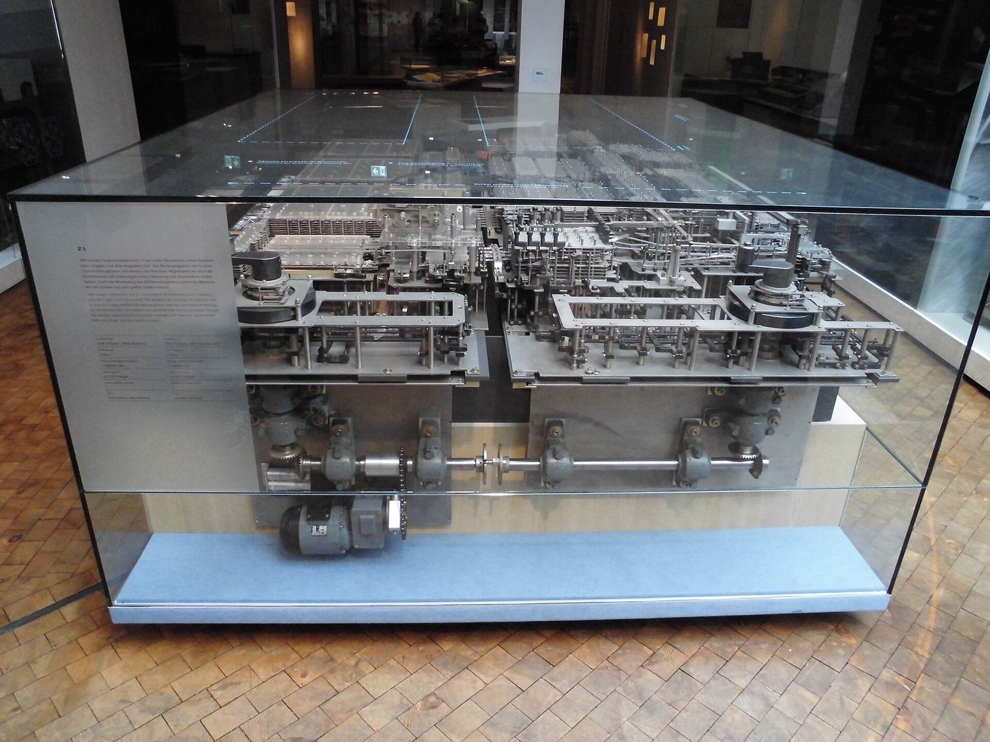 a reconstruction of konrad zuse's z1, his first computer, on display at the deutsches technikmuseum in berlin
